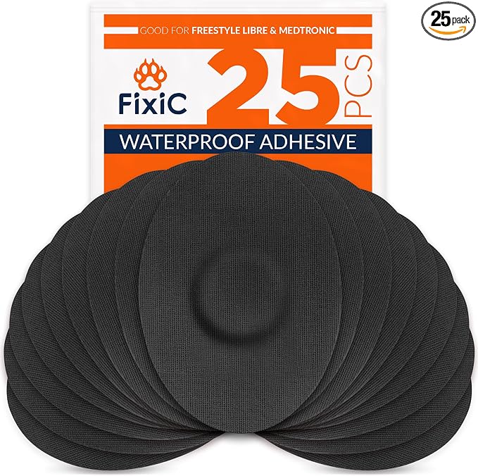Parches Protectores Para Medtronic, Dexcom One o Medtrum Pump 200U - Oval - Fixic - 25 parches (color Negro)